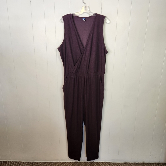 Old Navy Breathe Cross Front Stretch Jumpsuit Purple Sleeveless Size XL Summer - Picture 2 of 8